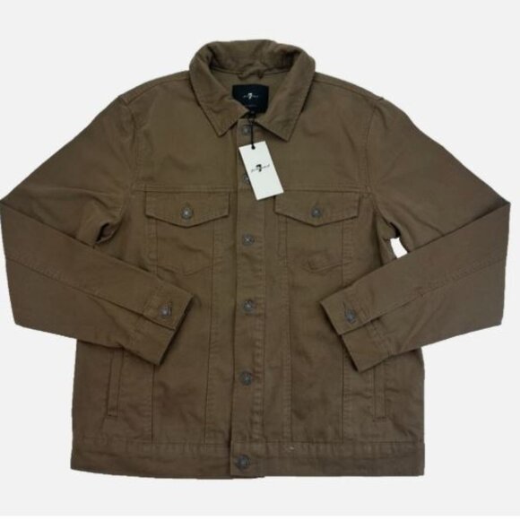 7 For All Mankind Unique One Of A Kind Jacket Men's Size M Beige Denim New - Picture 1 of 14